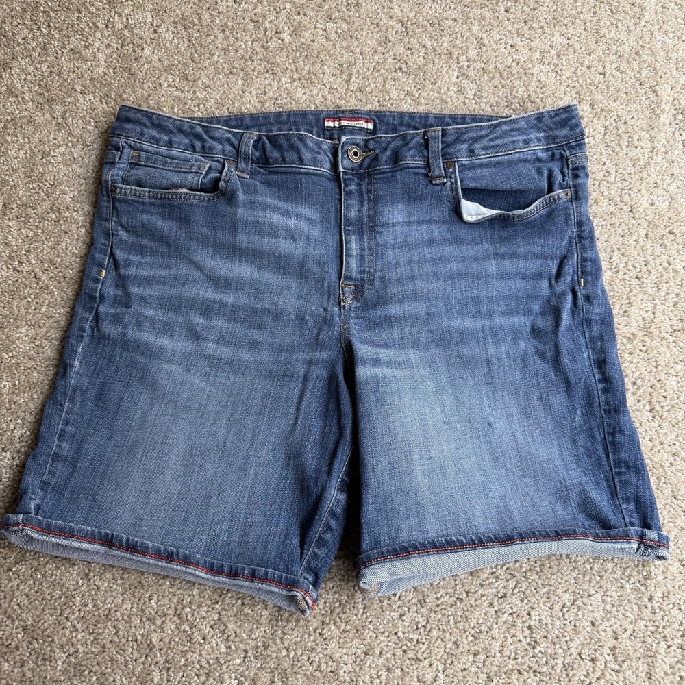Tommy Hilfiger Denim Bermuda Shorts Womens 16 Blue Stretch 5 Pocket Casual